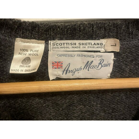 Vintage Men's Scottish Shetland 100% Wool Sweater L Vest Made in England - Picture 4 of 5